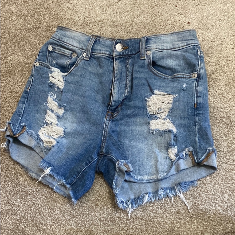 Distressed Denim Blue Women's Shorts